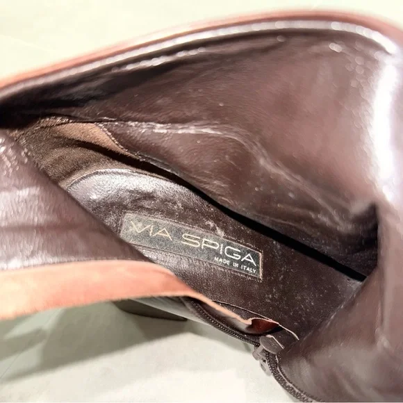 Via Spiga Maroon Heeled Leather Boots - Picture 9 of 9